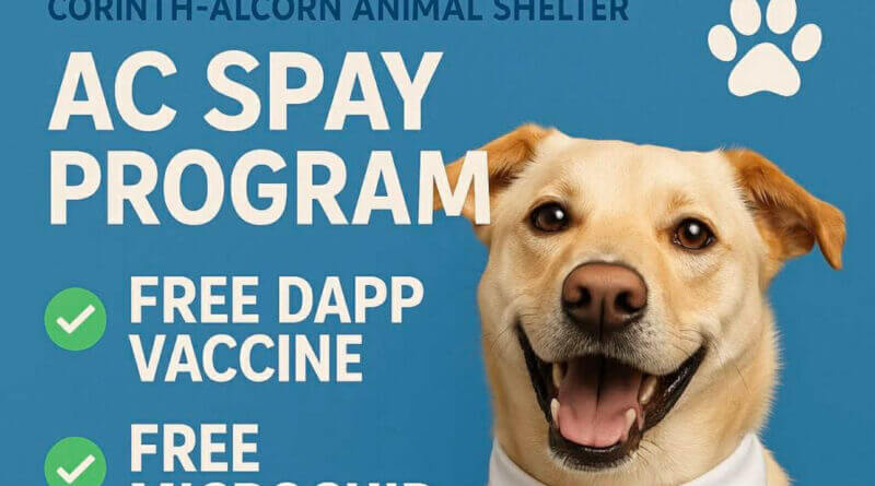 Corinth-Alcorn Animal Shelter Launches Expanded Spay and Neuter Program with Free Vaccines and Microchipping