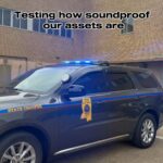 Mississippi law enforcement tests vehicle soundproofing Brb testing out how soundproof our assets are 📢 #Mississippi #lawenforcement #drivesafe #soundproof