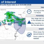 Storms from Arkansas expected to reach the Mid-South within hours The cluster of storms over southwest Arkansas will arrive to the Mid-South in the next 1-2 hours