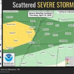 Slight risk of severe storms forecasted west of the Mississippi River A Slight Risk for severe storms is in place for areas west of the MS River today