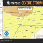 Severe weather threat looms tomorrow; cautious outlook for Monday In addition to the severe weather threat for tomorrow, we are keeping a very close eye on another th