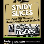 Study Slices Offers Free Pizza from Tiger Food Truck Tuesday Night Swing by Study Slices tomorrow night and grab a FREE slice from the Tiger Food Truck