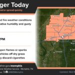 Fire Weather Danger Alert Issued for Northern Tennessee and Mississippi A Rangeland Fire Weather Danger Statement is now in effect through 7PM for areas north of the TN/MS