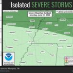 Marginal risk for severe thunderstorms forecast for parts of Arkansas and Tennessee There is a marginal risk for severe thunderstorms Monday afternoon and evening