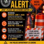 Roadwork to Cause Nighttime Delays on Highway 145 and Streets Starting June 1 🚨TRAFFIC ALERT🚨