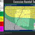Slight risk of heavy rain and flash flooding in parts of the South A Slight Risk for excessive rainfall exists north of the Tennessee and Mississippi state line today