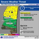 National Weather Service issues slight risk for severe storms in Mississippi The National Weather Service has issued a slight risk for severe storms for parts of the state this