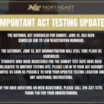 National ACT scheduled for June 14 canceled due to low registration The National ACT scheduled for Sunday, June 14, has been