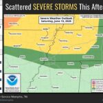 Severe storms possible across parts of Arkansas, Missouri, and Tennessee this weekend There is a low to medium chance of severe storms for locations across eastern AR, the MO Bootheel, a