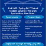 Weather Service Opens Fall and Spring Virtual Student Volunteer Program Applications ICYMI - our fall / spring virtual student volunteer program is currently accepting applications!