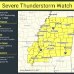 Severe Thunderstorm Watch Issued for Parts of Louisiana and Mississippi A severe thunderstorm watch has been issued for parts of Louisiana and Mississippi until 10 PM CDT