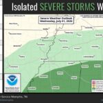 Marginal risk of severe weather forecast for northern Mississippi Wednesday There is a marginal risk (level 1/5) for severe weather Wednesday afternoon, mainly affecting north