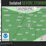Marginal risk of severe storms forecast for Mid-South this afternoon ⚠️ There is a Marginal Risk (Level 1 of 5) of severe storms this afternoon into this evening across