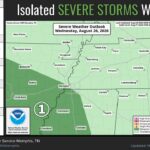 Marginal risk of severe storms forecast for parts of Delta region southwest of Memphis 📢There is a Marginal Risk of severe storms over parts of the Delta region southwest of Memphis Wedne