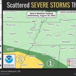 Severe thunderstorms possible in parts of Arkansas and Mississippi tonight A severe thunderstorm or two remains possible over east central Arkansas and northwest Mississippi t