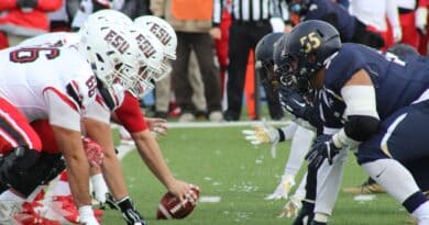 Corinth Football Game Moved to Thursday Ahead of Storms High school football teams line up at the line of scrimmage, illustrating the Corinth football game moved to Thursday