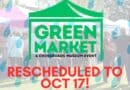 Corinth Green Market, Fall Festival Moved to Oct. 17 Corinth Green Market graphic announcing the market is rescheduled to Oct. 17