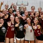 Kossuth Sweeps Belmont for First-Ever North Half Volleyball Title The Kossuth Lady Aggies volleyball team celebrates winning the first North Half championship in program history